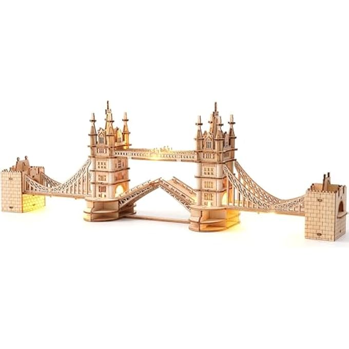 3D WOODEN PUZZLES DIY LONDON TOWER BRIDGE CRAFT MODEL KITS FOR ADULTS TO BUILD BIRTHDAY GFIT FOR FRIENDS AND FAMILY - Image 1